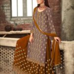 adorable-brown-yellow-color-party-wear-georgette-sharara-suit