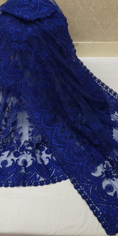 exotic-Blue -color-heavy-mono-net-with-beautiful-stone-work-saree
