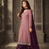 Pink-Wine Georgette Embroidery & Stone Work Sharara Suit
