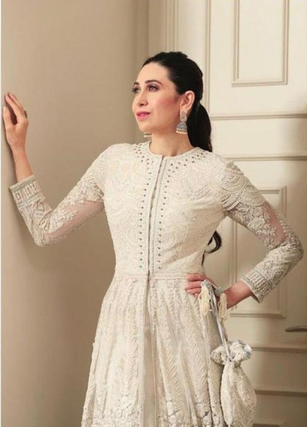 Karishma Kapoor Off White Color Georgette Embroidered Anarkali Suit