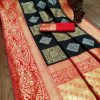 Pure Jacquard Silk Black Color Classy Traditional Wear Saree For Women's