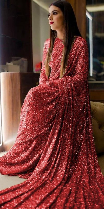 sabyasachi-red-color-fancy-thread-sequence-work-party-wear-saree