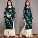 teal-green-color-heavy-rayon-floral-kurta-for-women