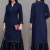 womens-daily-wear-navy-blue-color-heavy-rayon-kurti-with-plazzo