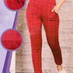 Daily Casual Wear Imported Lycra Fabric Stretchable Chex Bottoms Red