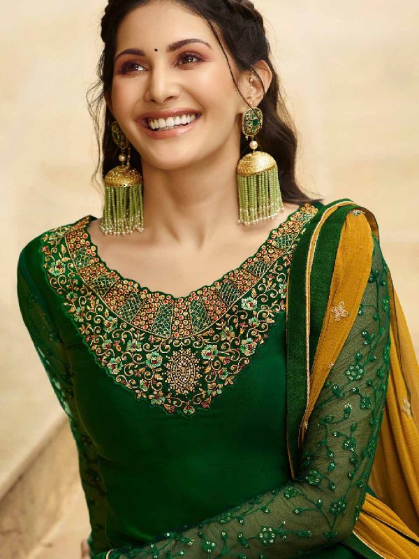 dazzling-amyra-dastur-in-green-yellow-color-georgette-sharara-suit