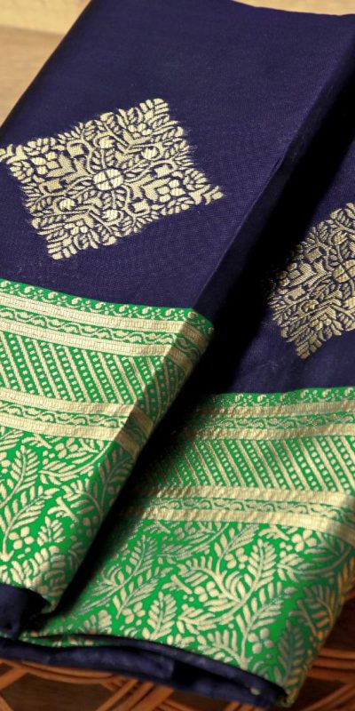 harmonious-navy-blue-color-kanchipuram-silk-woven-saree