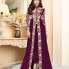 luminous Purple Color Georgette Embroidery Anarkali Suit Aashirwad 8001 Party Wedding