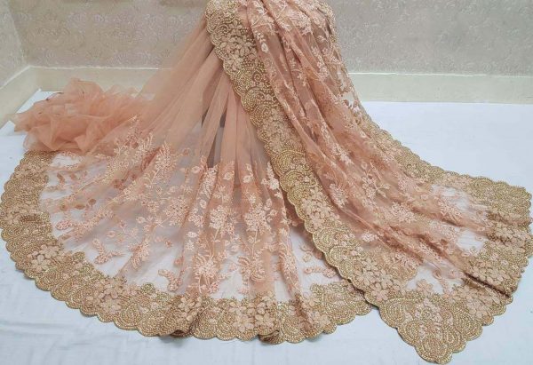 peach-color-heavy-mono-net-and-embroidery-stone-work-saree