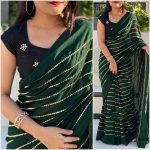 stylish-greenblack-color-georgette-with-embroidery-sequence-work-saree