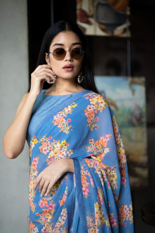 attractive-light-blue-color-georgette-ruffle-with-digital-printed-saree