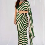 beauteous-kajol-in-green-white-striped-saree-with-heavy-sequence-blouse