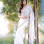 attractive-white-color-georgette-with-embroidery-work-saree