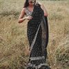 fantastic-black-color-georgette-with-real-mirror-work-ruffle-saree