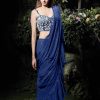 radiant-blue-color-beautiful-sequence-work-ruffle-saree