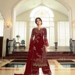 breathtaking-womens-red-color-georgette-with-embroidery-work-plazzo-suit