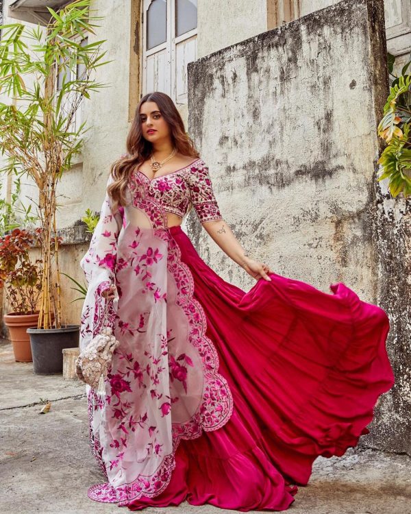 stylish-pink-color-georgette-with-umbrella-flair-party-wear-ruffle-lehenga