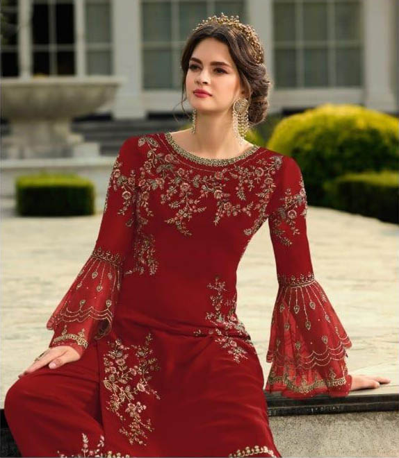 Jaipur Kurti Palazzo Sets  Buy Jaipur Kurti Red Embroidered Textured With  Peplum Top And Palazzo set Of 2 Online  Nykaa Fashion