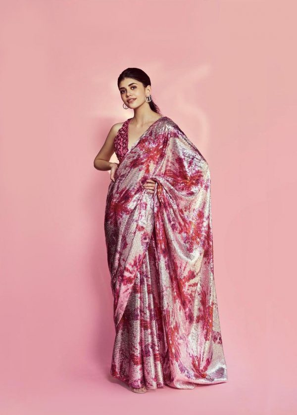 glamorous-sanjana-sanghi-in-pink-color-trending-sequence-saree