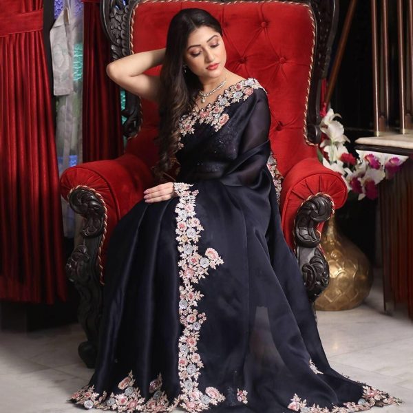 enchanting-black-color-georgette-with-embroidery-work-saree