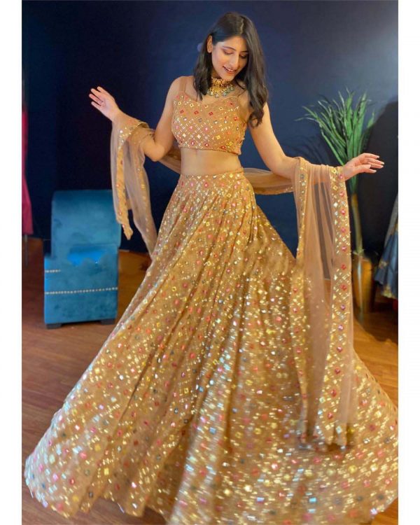 Latest Stunning Yankita Kapoor Golden Color Bridal Lehenga Choli RTC 6218