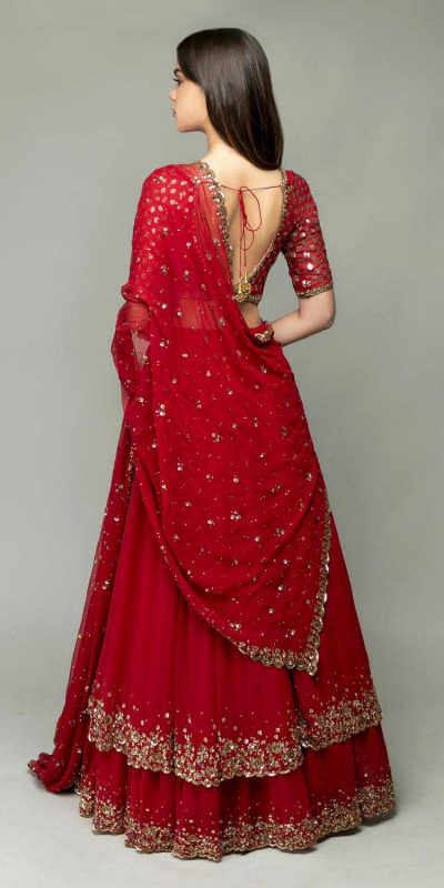 Buy SATIKA INDIA Trendy Georgette Red Embroidery Sequence Lehenga Choli |RED  Color Embroidery And Sequence Work Fabulous Georgette Red Embroidery  Sequence Bridal Lehenga Choli at Amazon.in