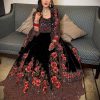 Black Full Sequins Diamond Work Gown
