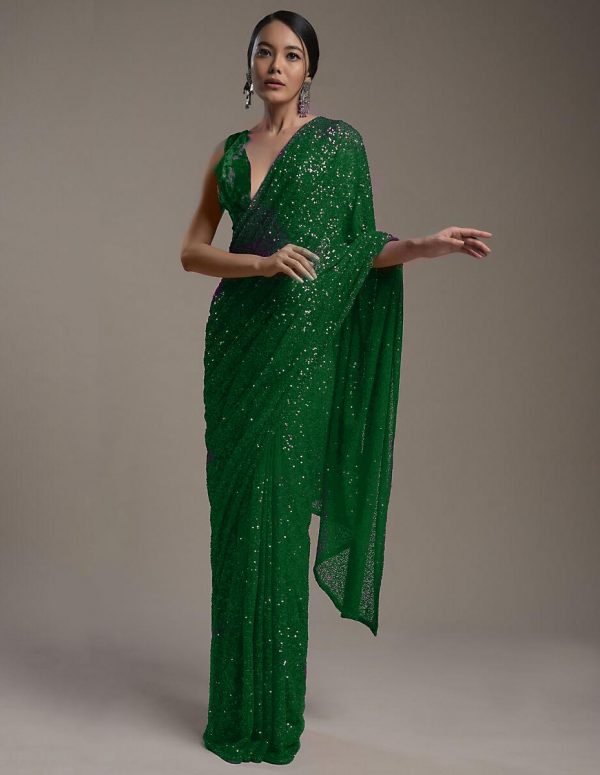 amazing-green-color-heavy-sequence-embellished-party-wear-saree