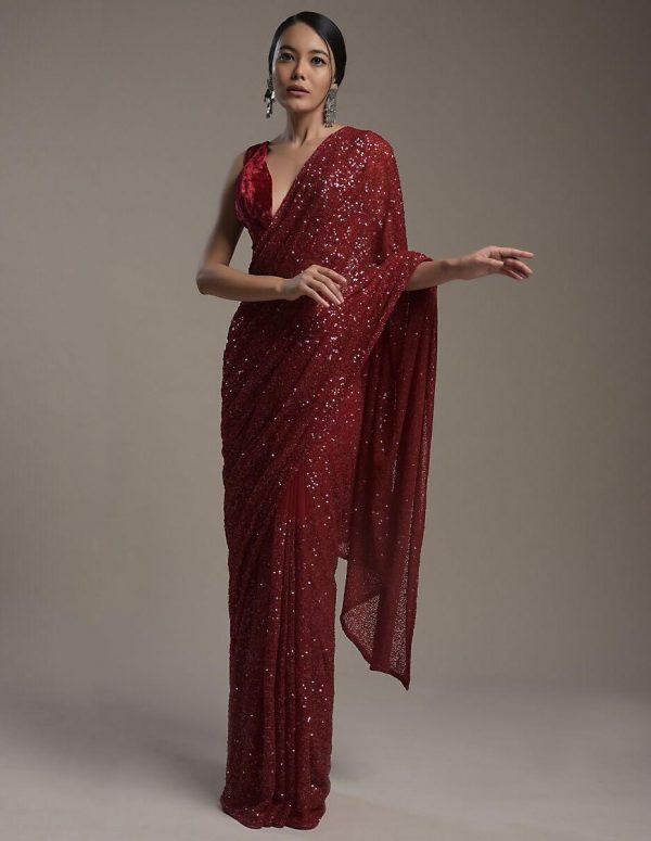 amazing-maroon-color-heavy-sequence-embellished-party-wear-saree