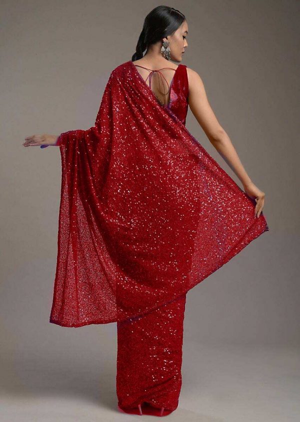 amazing-red-color-heavy-sequence-embellished-party-wear-saree