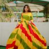 feminine-yellow-color-heavy-georgette-with-printed-fancy-gown