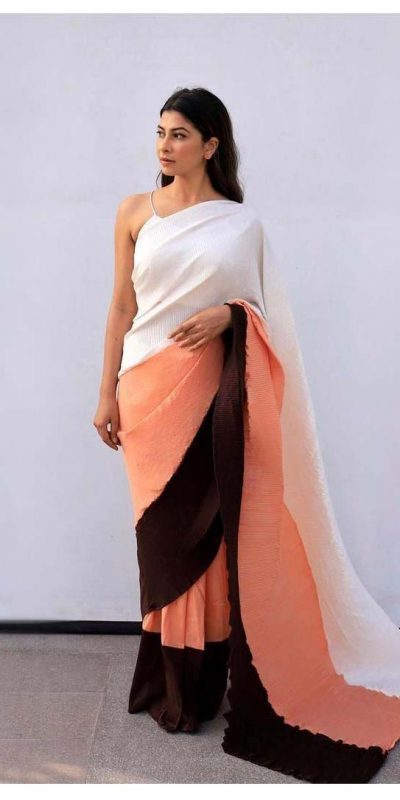 hypnotic-brown-color-pleating-work-with-digital-printed-saree