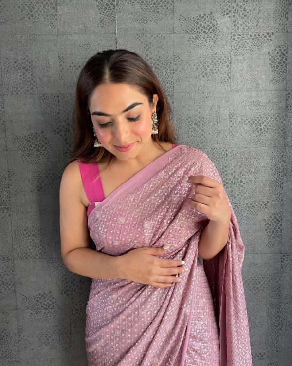 perfect-formed-pink-color-sequence-embellished-party-wear-saree