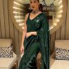 Green Fancy Sequins Work Sarees