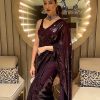Purple Fancy Sequins Work Sarees