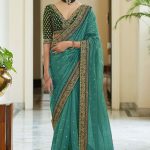 dazzling-sea-green-color-heavy-border-vichitra-silk-wedding-saree