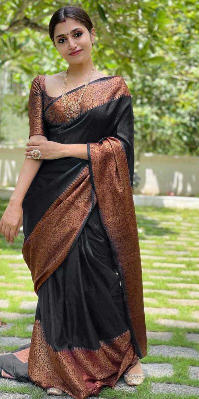 extraordinary-black-color-lichi-silk-with-jacquard-work-party-wear-saree