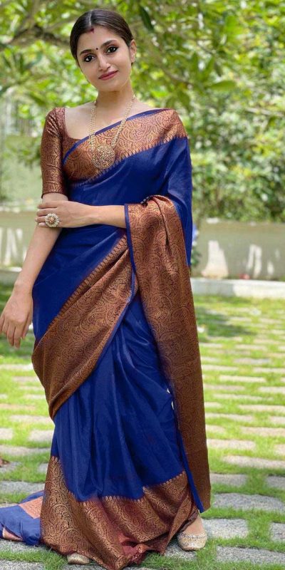 extraordinary-blue-color-lichi-silk-with-jacquard-work-party-wear-saree