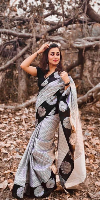 fashionable-grey-color-exclusive-jacquard-work-party-wear-saree