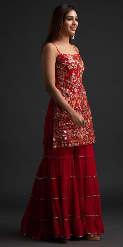 magnificent-red-colour-georgette-with-real-mirror-work-sharara