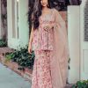 affordable-peach-color-georgette-embroidery-work-sharara-suit
