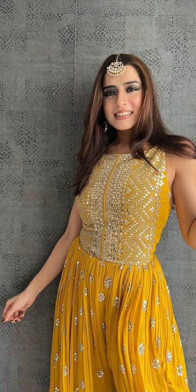 Yellow Jumpsuit with Sequin Work