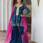 pleasant-navy-blue-color-soft-silk-real-mirror-work-sharara-suit