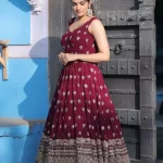 Fancy Maroon Embroidered Bridal Gown For Women's Online
