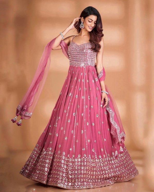 aglow-pink-color-party-wear-heavy-sequence-work-gown