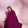 look-dazzling-in-violet-color-party-wear-pleated-saree