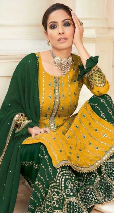 yellow-green-georgette-embroidered-sharara-suit-with-real-mirror-work
