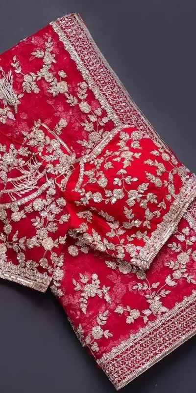 organza-fancy-red-color-saree-with-embroidery-work