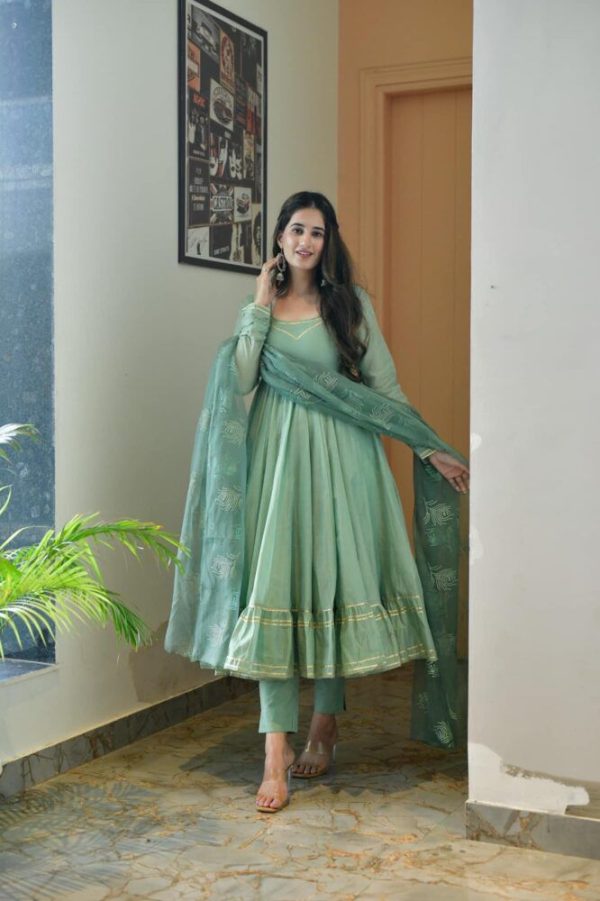 angelic-mint-blue-color-georgette-party-wear-gown