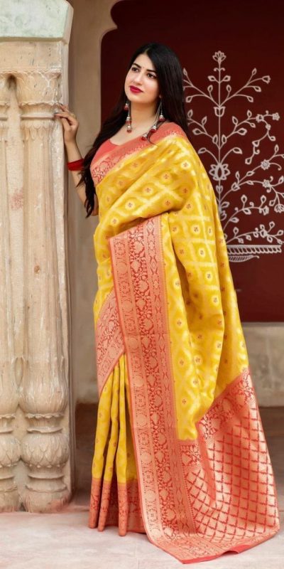 elegant-yellow-color-banarasi-with-soft-lichi-silk-wedding-saree